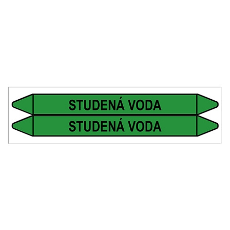 Značení potrubí, studená voda,2 ks, 450 × 52 mm